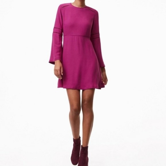 LOFT Dresses & Skirts - LOFT FUCHSIA MIDI DRESS WITH FLARE SLEEVES NWOT!